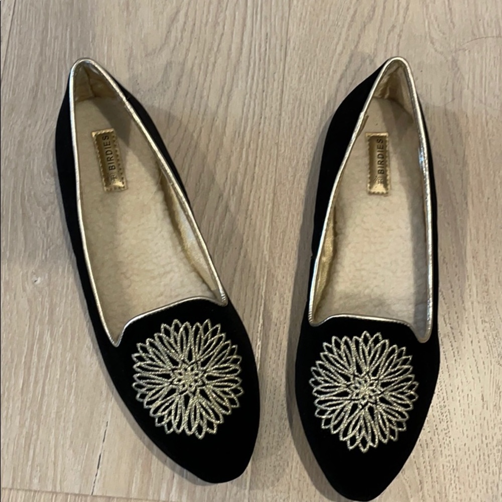 Birdie’s Black Embellished Gold accent size 8 Flat